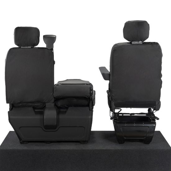 Picture of UK Custom Covers Vauxhall Movano Seat Covers Cotton-Backed PU (2010-2022) - Front With Folding Middle Seat & Split Passenger Base | SC669B