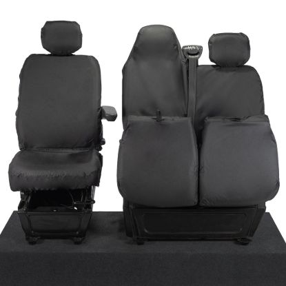 Picture of UK Custom Covers Vauxhall Movano Seat Covers Cotton-Backed PU (2010-2022) - Front With Folding Middle Seat & Split Passenger Base | SC669B