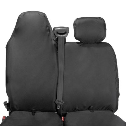 Picture of UK Custom Covers Vauxhall Movano Seat Covers Cotton-Backed PU (2010-2022) - Front With Folding Middle Seat & Split Passenger Base | SC669B