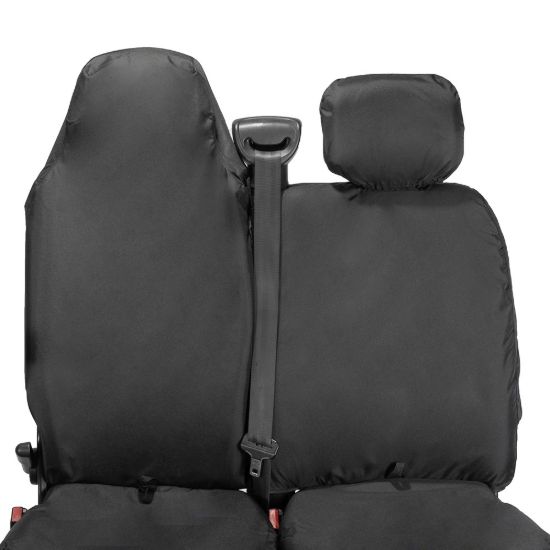 Picture of UK Custom Covers Vauxhall Movano Seat Covers Cotton-Backed PU (2010-2022) - Front With Folding Middle Seat & Split Passenger Base | SC669B