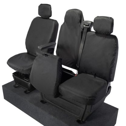 Picture of UK Custom Covers Vauxhall Movano Seat Covers Cotton-Backed PU (2010-2022) - Front With Folding Middle Seat & Split Passenger Base | SC669B