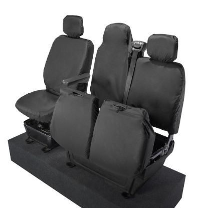 Picture of UK Custom Covers Vauxhall Movano Seat Covers Cotton-Backed PU (2010-2022) - Front With Folding Middle Seat & Split Passenger Base | SC669B