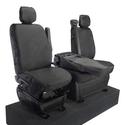 Picture of UK Custom Covers Vauxhall Movano Seat Covers Cotton-Backed PU (2010-2022) - Front With Folding Middle Seat & Split Passenger Base | SC669B