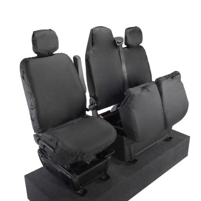Picture of UK Custom Covers Vauxhall Movano Seat Covers Cotton-Backed PU (2010-2022) - Front With Folding Middle Seat & Split Passenger Base | SC669B