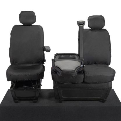 Picture of UK Custom Covers Vauxhall Movano Seat Covers Cotton-Backed PU (2010-2022) - Front With Folding Middle Seat & Split Passenger Base | SC669B