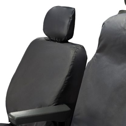 Picture of UK Custom Covers Vauxhall Movano Seat Covers Cotton-Backed PU (2010-2022) - Front & Rear With Folding Middle Seat & Split Passenger Base | SC669B-416B