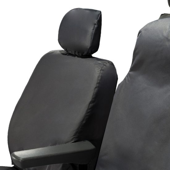 Picture of UK Custom Covers Vauxhall Movano Seat Covers Cotton-Backed PU (2010-2022) - Front & Rear With Folding Middle Seat & Split Passenger Base | SC669B-416B