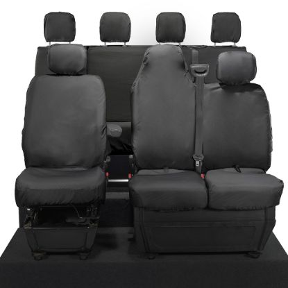 Picture of UK Custom Covers Vauxhall Movano Seat Covers Cotton-Backed PU (2010-2022) - Front & Rear With Folding Middle Seat & Split Passenger Base | SC669B-416B