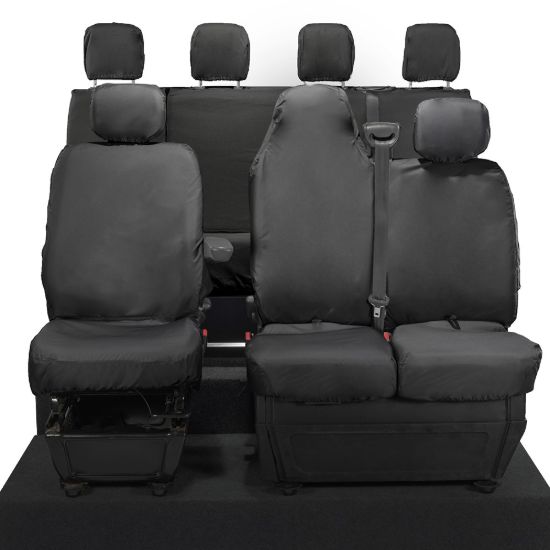 Picture of UK Custom Covers Vauxhall Movano Seat Covers Cotton-Backed PU (2010-2022) - Front & Rear With Folding Middle Seat & Split Passenger Base | SC669B-416B