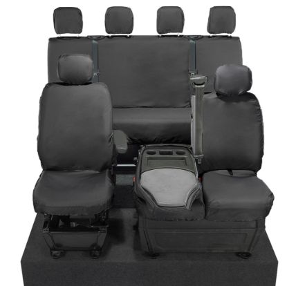 Picture of UK Custom Covers Vauxhall Movano Seat Covers Cotton-Backed PU (2010-2022) - Front & Rear With Folding Middle Seat & Split Passenger Base | SC669B-416B