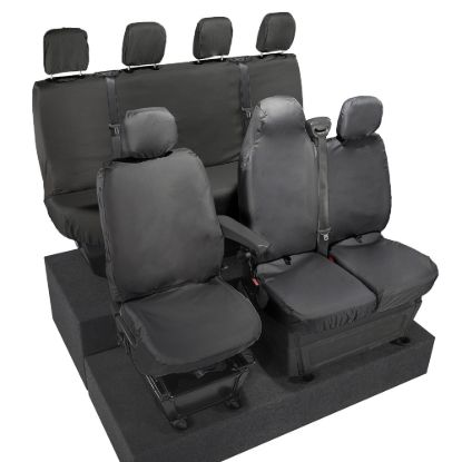 Picture of UK Custom Covers Vauxhall Movano Seat Covers Cotton-Backed PU (2010-2022) - Front & Rear With Folding Middle Seat & Split Passenger Base | SC669B-416B