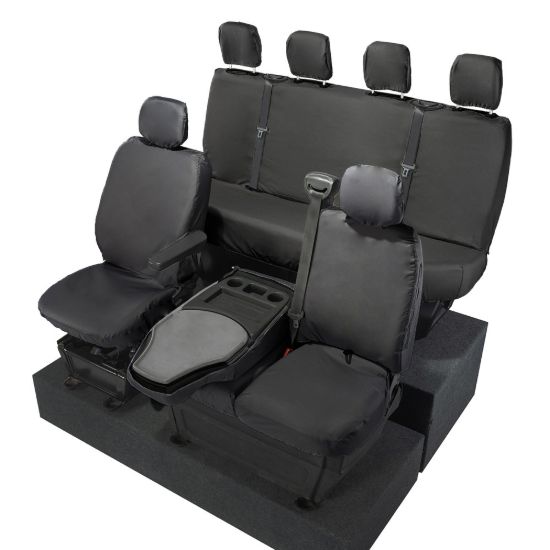 Picture of UK Custom Covers Vauxhall Movano Seat Covers Cotton-Backed PU (2010-2022) - Front & Rear With Folding Middle Seat & Split Passenger Base | SC669B-416B