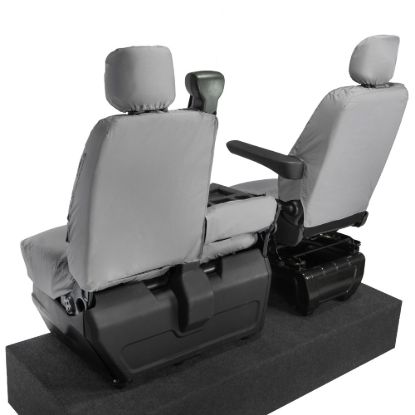Picture of UK Custom Covers Vauxhall Movano Seat Covers Cotton-Backed PU (2010-2022) - Front With Folding Middle Seat & Split Passenger Base - Grey | SC669G