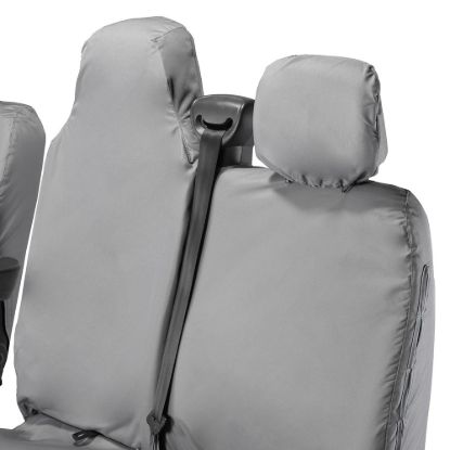 Picture of UK Custom Covers Vauxhall Movano Seat Covers Cotton-Backed PU (2010-2022) - Front With Folding Middle Seat & Split Passenger Base - Grey | SC669G