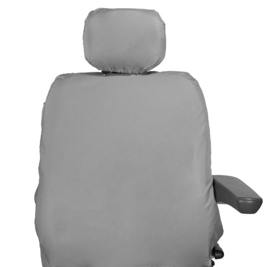Picture of UK Custom Covers Vauxhall Movano Seat Covers Cotton-Backed PU (2010-2022) - Front With Folding Middle Seat & Split Passenger Base - Grey | SC669G
