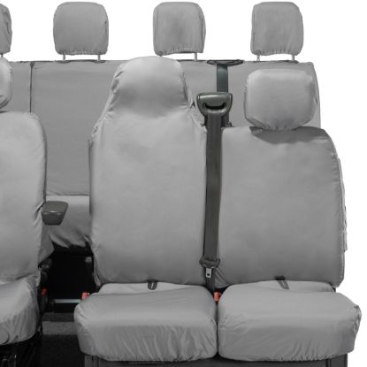 Picture of UK Custom Covers Vauxhall Movano Seat Covers Cotton-Backed PU (2010-2022) - Front & Rear With Folding Middle Seat & Split Passenger Base - Grey | SC669G-416G