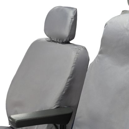 Picture of UK Custom Covers Vauxhall Movano Seat Covers Cotton-Backed PU (2010-2022) - Front & Rear With Folding Middle Seat & Split Passenger Base - Grey | SC669G-416G