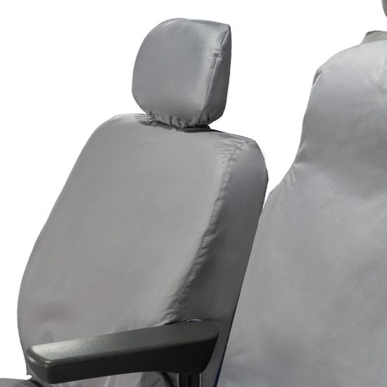 Picture of UK Custom Covers Vauxhall Movano Seat Covers Cotton-Backed PU (2010-2022) - Front & Rear With Folding Middle Seat & Split Passenger Base - Grey | SC669G-416G