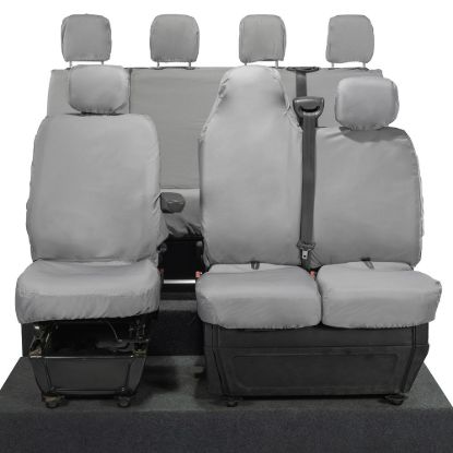 Picture of UK Custom Covers Vauxhall Movano Seat Covers Cotton-Backed PU (2010-2022) - Front & Rear With Folding Middle Seat & Split Passenger Base - Grey | SC669G-416G