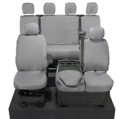 Picture of UK Custom Covers Vauxhall Movano Seat Covers Cotton-Backed PU (2010-2022) - Front & Rear With Folding Middle Seat & Split Passenger Base - Grey | SC669G-416G