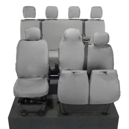Picture of UK Custom Covers Vauxhall Movano Seat Covers Cotton-Backed PU (2010-2022) - Front & Rear With Folding Middle Seat & Split Passenger Base - Grey | SC669G-416G