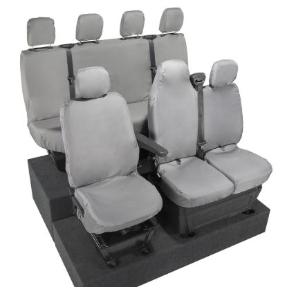 Picture of UK Custom Covers Vauxhall Movano Seat Covers Cotton-Backed PU (2010-2022) - Front & Rear With Folding Middle Seat & Split Passenger Base - Grey | SC669G-416G
