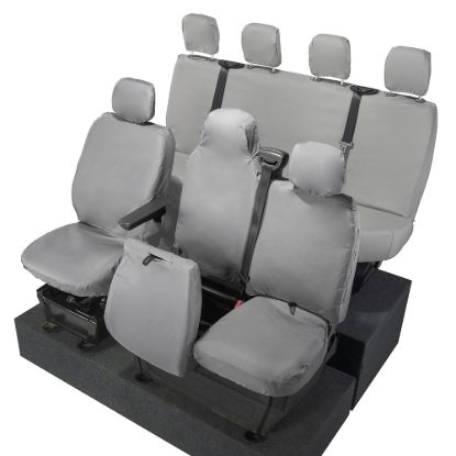 Picture of UK Custom Covers Vauxhall Movano Seat Covers Cotton-Backed PU (2010-2022) - Front & Rear With Folding Middle Seat & Split Passenger Base - Grey | SC669G-416G