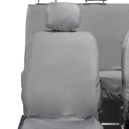 Picture of UK Custom Covers Vauxhall Movano Seat Covers Cotton-Backed PU (2010-2022) - Front & Rear With Folding Middle Seat & Split Passenger Base - Grey | SC669G-416G
