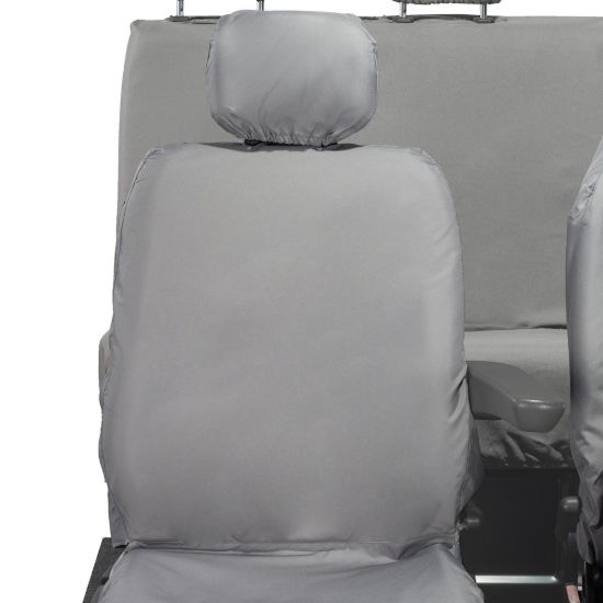 Picture of UK Custom Covers Vauxhall Movano Seat Covers Cotton-Backed PU (2010-2022) - Front & Rear With Folding Middle Seat & Split Passenger Base - Grey | SC669G-416G