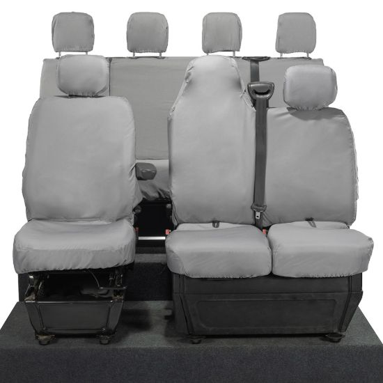 Picture of UK Custom Covers Vauxhall Movano Seat Covers Cotton-Backed PU (2010-2022) - Front & Rear With Folding Middle Seat & Split Passenger Base - Grey | SC669G-416G