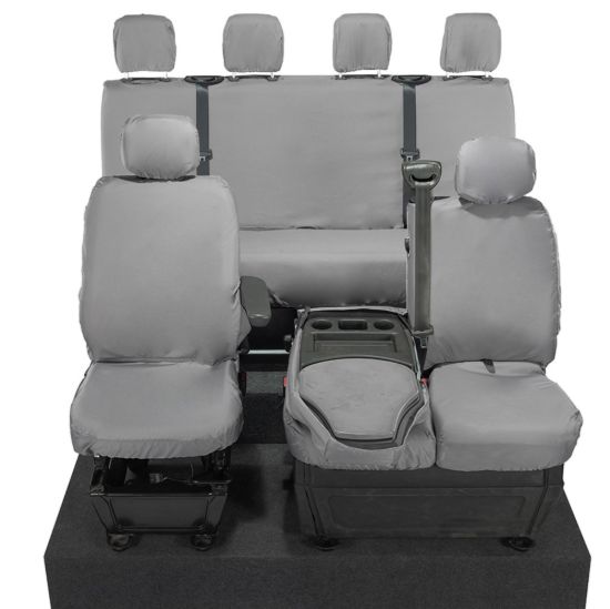 Picture of UK Custom Covers Vauxhall Movano Seat Covers Cotton-Backed PU (2010-2022) - Front & Rear With Folding Middle Seat & Split Passenger Base - Grey | SC669G-416G