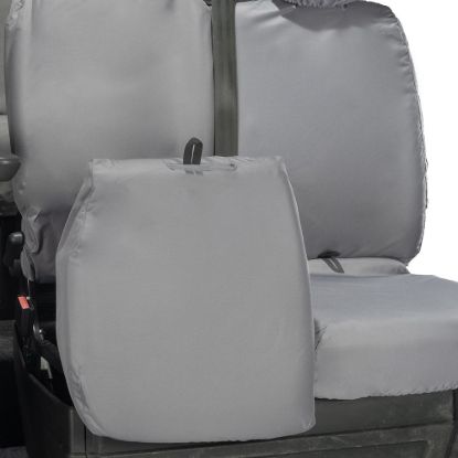 Picture of UK Custom Covers Vauxhall Movano Seat Covers Cotton-Backed PU (2010-2022) - Front & Rear With Folding Middle Seat & Split Passenger Base - Grey | SC669G-416G