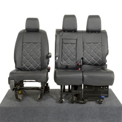 UK Custom Covers Vauxhall Vivaro Seat Covers Leatherette (2019 Onwards) Front Single/Double Split Passenger Base WITH Pull Down Tray - Double Diamond Bentley