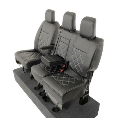Picture of UK Custom Covers Vauxhall Vivaro Seat Covers Leatherette (2019 Onwards) Front Single/Double Split Passenger Base WITH Pull Down Tray - Double Diamond Bentley | SC806B