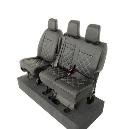 Picture of UK Custom Covers Vauxhall Vivaro Seat Covers Leatherette (2019 Onwards) Front Single/Double Split Passenger Base WITH Pull Down Tray - Double Diamond Bentley | SC806B