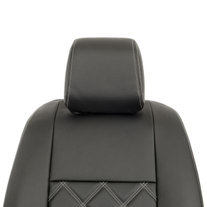 Picture of UK Custom Covers Vauxhall Vivaro Seat Covers Leatherette (2019 Onwards) Front Single/Double Split Passenger Base WITH Pull Down Tray - Double Diamond Bentley | SC806B