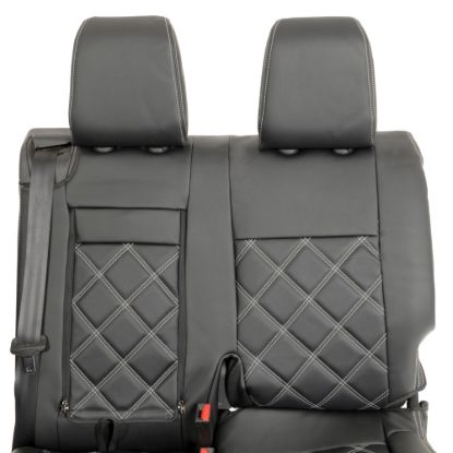 Picture of UK Custom Covers Vauxhall Vivaro Seat Covers Leatherette (2019 Onwards) Front Single/Double Split Passenger Base WITH Pull Down Tray - Double Diamond Bentley | SC806B