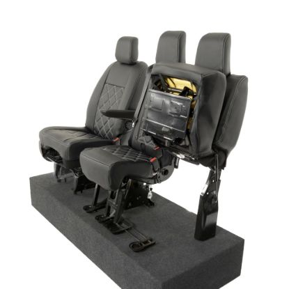 Picture of UK Custom Covers Vauxhall Vivaro Seat Covers Leatherette (2019 Onwards) Front Single/Double Split Passenger Base WITH Pull Down Tray - Double Diamond Bentley | SC806B