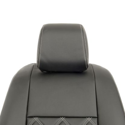 Picture of UK Custom Covers Vauxhall Vivaro Seat Covers Leatherette (2019 Onwards) Front Single/Double Split Passenger Base WITH Pull Down Tray - Double Diamond Bentley | SC806B