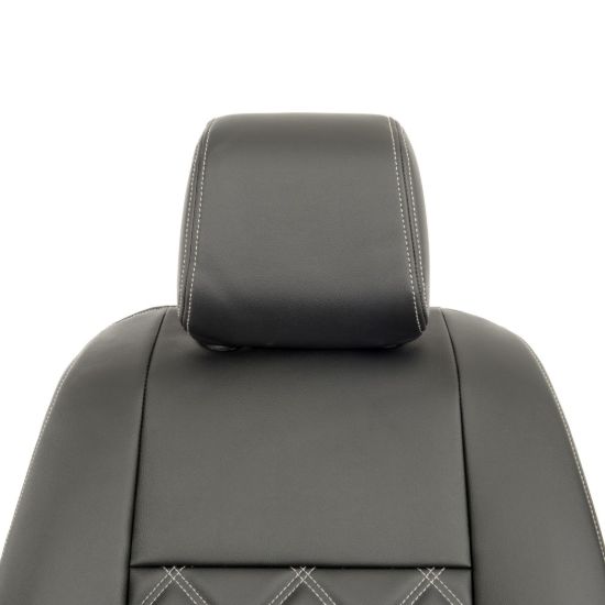 Picture of UK Custom Covers Vauxhall Vivaro Seat Covers Leatherette (2019 Onwards) Front Single/Double Split Passenger Base WITH Pull Down Tray - Double Diamond Bentley | SC806B