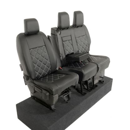 Picture of UK Custom Covers Vauxhall Vivaro Seat Covers Leatherette (2019 Onwards) Front Single/Double Split Passenger Base WITH Pull Down Tray - Double Diamond Bentley | SC806B