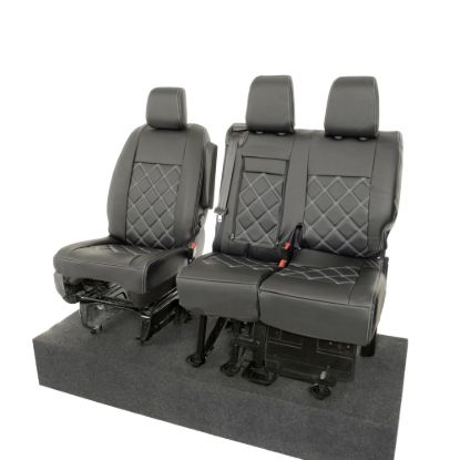 Picture of UK Custom Covers Vauxhall Vivaro Seat Covers Leatherette (2019 Onwards) Front Single/Double Split Passenger Base WITH Pull Down Tray - Double Diamond Bentley | SC806B