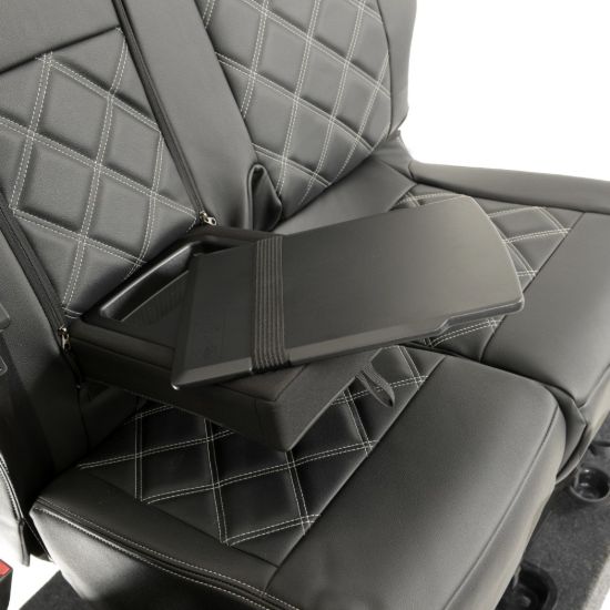 Picture of UK Custom Covers Vauxhall Vivaro Seat Covers Leatherette (2019 Onwards) Front Single/Double Split Passenger Base WITH Pull Down Tray - Double Diamond Bentley | SC806B