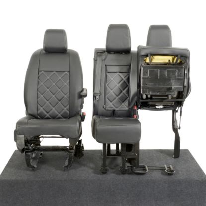 Picture of UK Custom Covers Vauxhall Vivaro Seat Covers Leatherette (2019 Onwards) Front Single/Double Split Passenger Base WITH Pull Down Tray - Double Diamond Bentley | SC806B