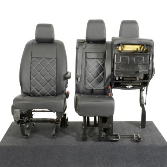 Picture of UK Custom Covers Vauxhall Vivaro Seat Covers Leatherette (2019 Onwards) Front Single/Double Split Passenger Base WITH Pull Down Tray - Double Diamond Bentley | SC806B