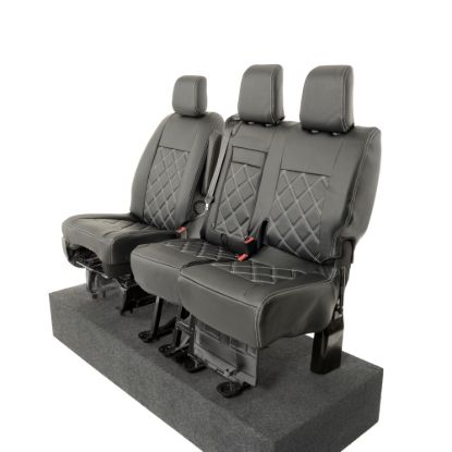 Picture of UK Custom Covers Vauxhall Vivaro Seat Covers Leatherette (2019 Onwards) Front Single/Double Split Passenger Base WITH Pull Down Tray - Double Diamond Bentley | SC806B
