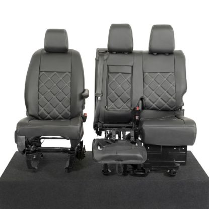 Picture of UK Custom Covers Vauxhall Vivaro Seat Covers Leatherette (2019 Onwards) Front Single/Double Split Passenger Base WITH Pull Down Tray - Double Diamond Bentley | SC806B