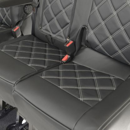 Picture of UK Custom Covers Vauxhall Vivaro Seat Covers Leatherette (2019 Onwards) Front Single/Double Split Passenger Base WITH Pull Down Tray - Double Diamond Bentley | SC806B