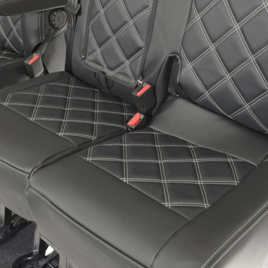 Picture of UK Custom Covers Vauxhall Vivaro Seat Covers Leatherette (2019 Onwards) Front Single/Double Split Passenger Base WITH Pull Down Tray - Double Diamond Bentley | SC806B