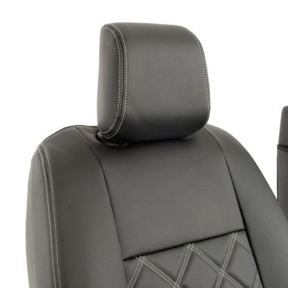 Picture of UK Custom Covers Vauxhall Vivaro Seat Covers Leatherette (2019 Onwards) Front Single/Double Split Passenger Base WITH Pull Down Tray - Double Diamond Bentley | SC806B